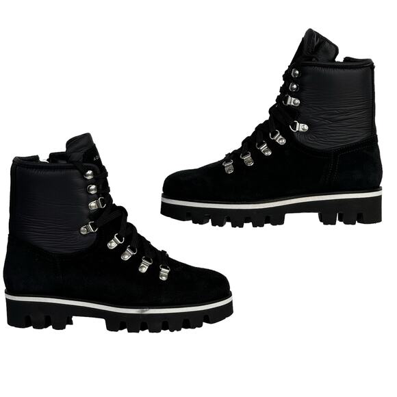 Aquatalia Morena Combat Boot Lug NEW Womens 7 Weatherproof Suede Black Italy - Picture 5 of 10